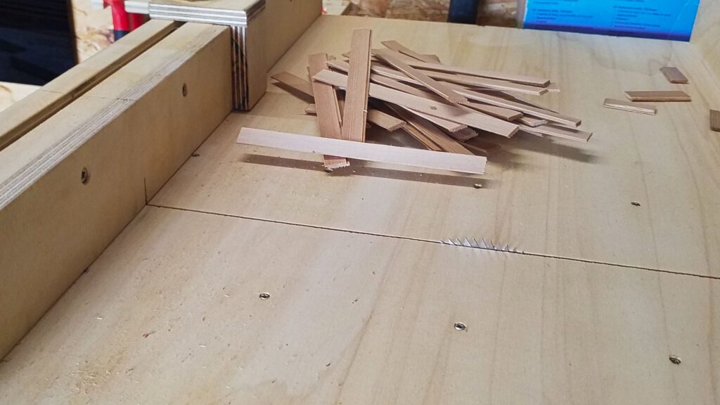 The boards for the floor are cut to length.