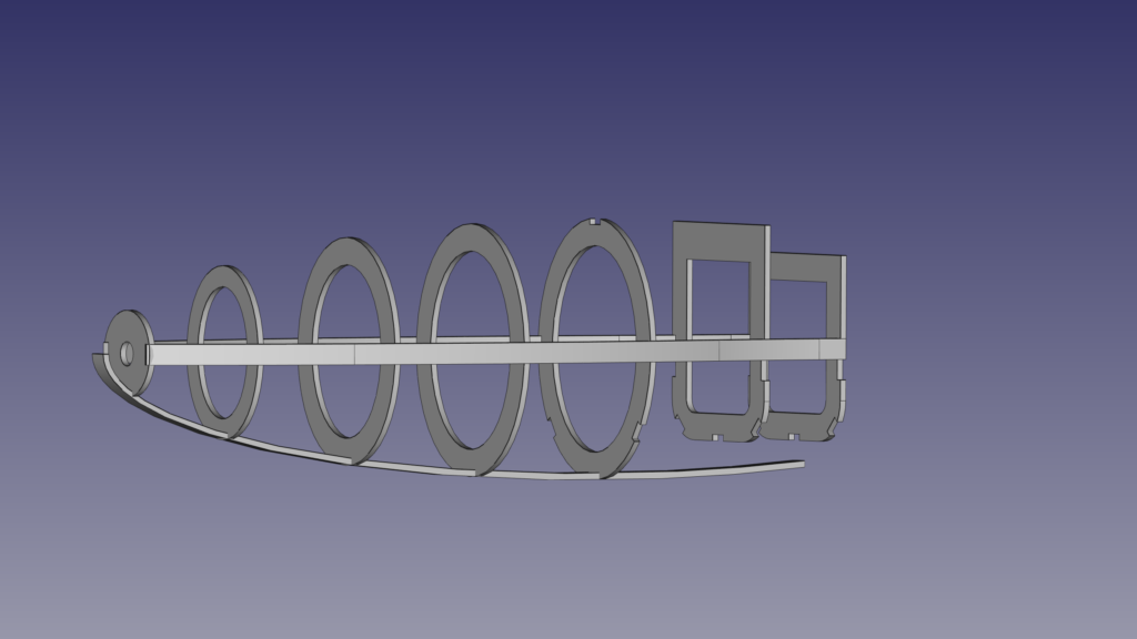 Based on the ellipsoid belly stringer, the new frames are dimensioned.